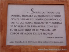Lapida conmemorativa al poeta sevillano Luis Cernuda. Callejn de la Judera. Sevilla.
