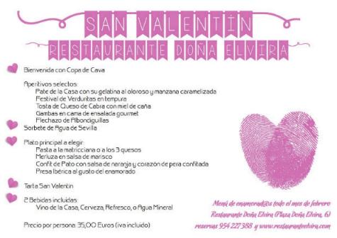 Menu Dia de los Enamorados - Restaurante Doa Elvira en Sevilla